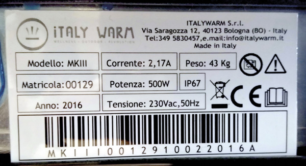 Targhetta identificativa Mark III Italywarm